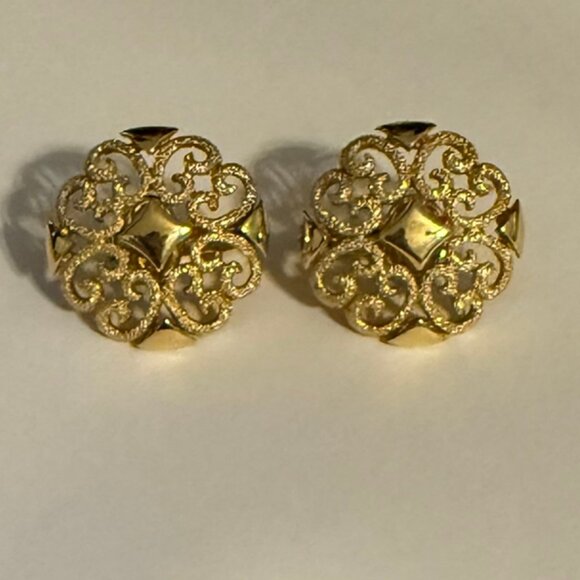 VINTAGE Lot of Five (5) Gold Clip-On Earrings - Picture 2 of 15